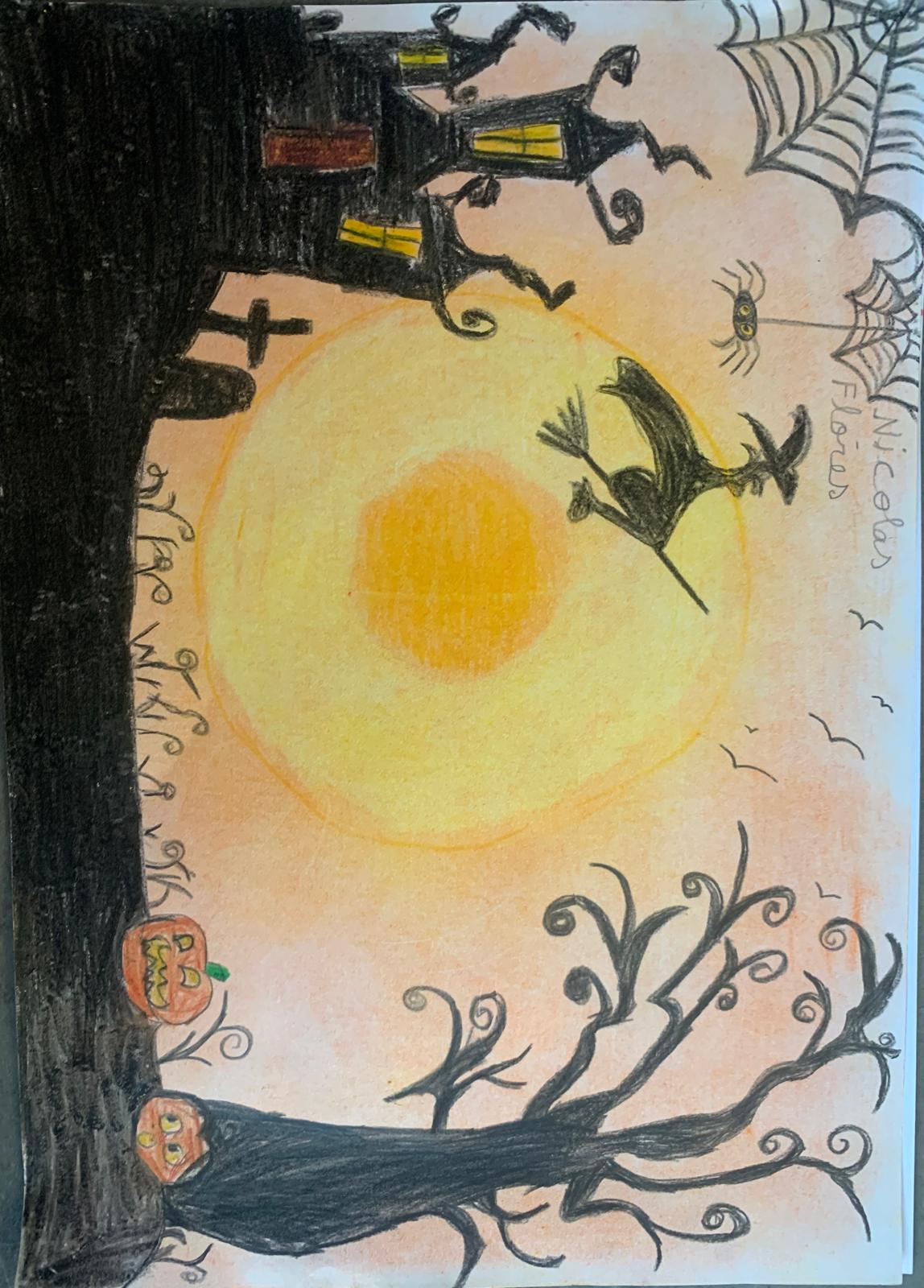 El alumno de 2º Nicolás Flores ha ganado un concurso de dibujo de Halloween